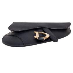 Pre Owned Dior Black Leather Saddle Belt Bag