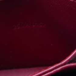 Pre Owned حا فظة بطاقات ديور ليدي ديور جوسيه جلد كاناج أحمر لامع