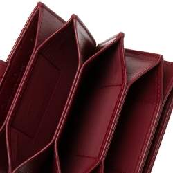 Pre Owned حافظة بطاقات ديور ليدي ديور جوسيه جلد كاناج أحمر لامع