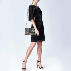 مملوكة مسبقًا حقيبة كتف ديور مونتايغن 30 جلد وكانفاس بالشعار أزرق كحلي بقلاب