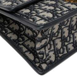 مملوكة مسبقًا حقيبة كتف ديور مونتايغن 30 جلد وكانفاس بالشعار أزرق كحلي بقلاب