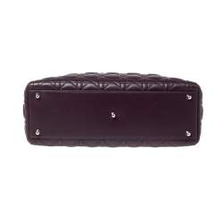 Pre Owned Dior Purple Cannage Leather Large Lady Dior Tote