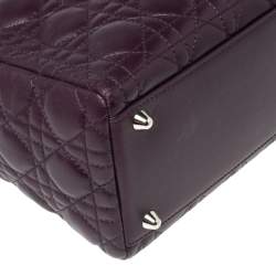 Pre Owned Dior Purple Cannage Leather Large Lady Dior Tote