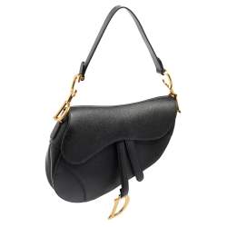 Pre Owned Dior Black Leather Saddle Shoulder Bag