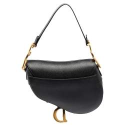 Pre Owned Dior Black Leather Saddle Shoulder Bag