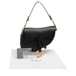 Pre Owned Dior Black Leather Saddle Shoulder Bag