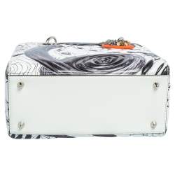 مملوكة مسبقًا حقيبة يد ديور ليدي ديور جاك بيرسون أرت متوسطة  جلد أسود/ أبيض