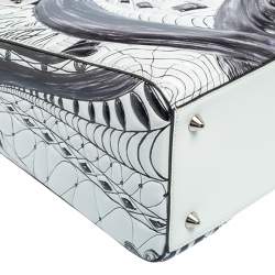 مملوكة مسبقًا حقيبة يد ديور ليدي ديور جاك بيرسون أرت متوسطة  جلد أسود/ أبيض