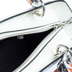 مملوكة مسبقًا حقيبة يد ديور ليدي ديور جاك بيرسون أرت متوسطة  جلد أسود/ أبيض