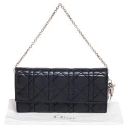 مملوكة مسبقًا Dior Black Cannage Leather Lady Dior Wallet on Chain