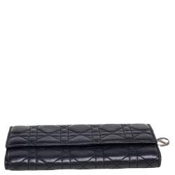 مملوكة مسبقًا Dior Black Cannage Leather Lady Dior Wallet on Chain