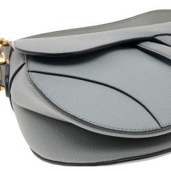 Pre Owned Dior Grey Leather Saddle Shoulder Bag