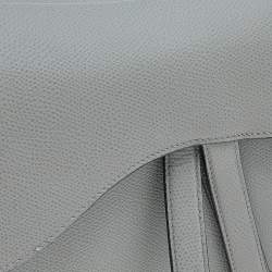 Pre Owned Dior Grey Leather Saddle Shoulder Bag