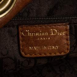 Pre Owned Dior Brown Cannage Leather Drawstring Shoulder Bag