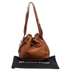 Pre Owned Dior Brown Cannage Leather Drawstring Shoulder Bag