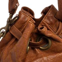Pre Owned Dior Brown Cannage Leather Drawstring Shoulder Bag
