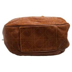 Pre Owned Dior Brown Cannage Leather Drawstring Shoulder Bag