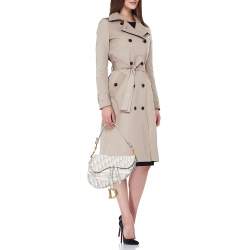 Pre Owned Dior Grey/White Oblique Embroidered Canvas Saddle Bag