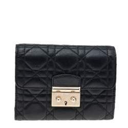 Pre Owned Dior Black Cannage Leather Miss Dior Wallet