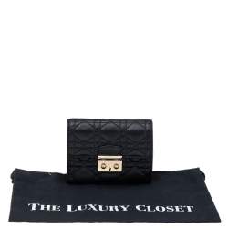 Pre Owned Dior Black Cannage Leather Miss Dior Wallet