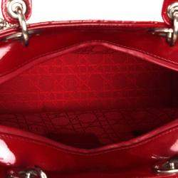 مملوكة مسبقًا Dior Red Patent Leather Large Lady Dior Tote Bag