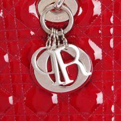 مملوكة مسبقًا Dior Red Patent Leather Large Lady Dior Tote Bag
