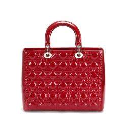 مملوكة مسبقًا Dior Red Patent Leather Large Lady Dior Tote Bag