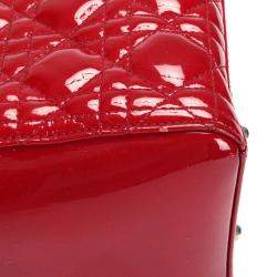 مملوكة مسبقًا Dior Red Patent Leather Large Lady Dior Tote Bag