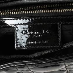 Pre Owned Dior Black Cannage Patent Leather Large Lady Dior Tote