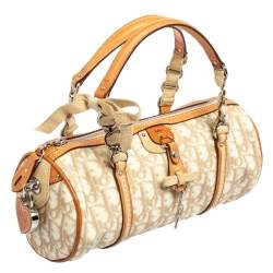 مملوكة مسبقًا حقيبة ديور رومانتيك دوفيل جلد وكانفاس مقوى تروتر بيج/أبيض