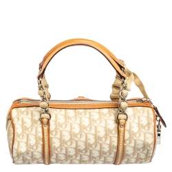 مملوكة مسبقًا حقيبة ديور رومانتيك دوفيل جلد وكانفاس مقوى تروتر بيج/أبيض