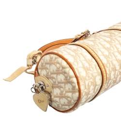 مملوكة مسبقًا حقيبة ديور رومانتيك دوفيل جلد وكانفاس مقوى تروتر بيج/أبيض