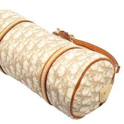 مملوكة مسبقًا حقيبة ديور رومانتيك دوفيل جلد وكانفاس مقوى تروتر بيج/أبيض