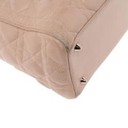 Pre Owned Dior Beige Cannage Leather Medium Lady Dior Tote