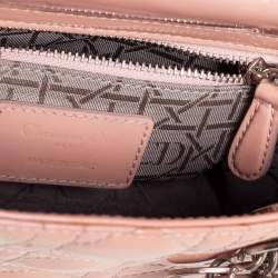 Pre Owned Dior Beige Cannage Patent Leather Mini Lady Dior Tote