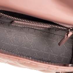 Pre Owned Dior Beige Cannage Patent Leather Mini Lady Dior Tote