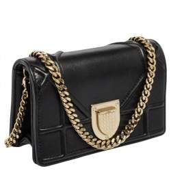 Pre Owned حقيبة كروس ديور ديوراما جلد كاناج أسود صغيرة