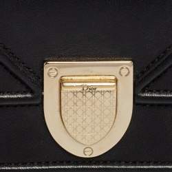 Pre Owned حقيبة ك روس ديور ديوراما جلد كاناج أسود صغيرة