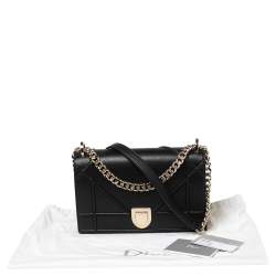 Pre Owned حقيبة كتف ديور ديوراما جلد أسود متوسطة بقلاب