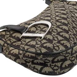 Pre Owned Dior Black Oblique Canvas Trotter Saddle Bag