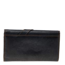 Pre Owned Christian Dior Black Leather Vintage Gaucho Saddle Wallet