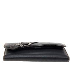 Pre Owned Christian Dior Black Leather Vintage Gaucho Saddle Wallet