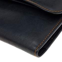 Pre Owned Christian Dior Black Leather Vintage Gaucho Saddle Wallet