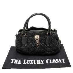 Pre Owned Dior Black Cannage Quilted Nylon and Leather Charming Satchel