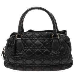 Pre Owned Dior Black Cannage Quilted Nylon and Leather Charming Satchel