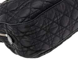 Pre Owned Dior Black Cannage Quilted Nylon and Leather Charming Satchel