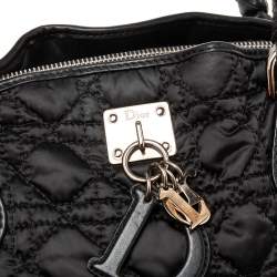 Pre Owned Dior Black Cannage Quilted Nylon and Leather Charming Satchel