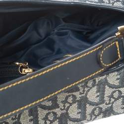 Pre Owned Dior Blue Oblique Denim Saddle Bag