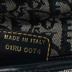 Pre Owned Dior Blue Oblique Denim Saddle Bag