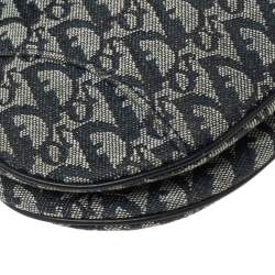 Pre Owned Dior Blue Oblique Denim Saddle Bag